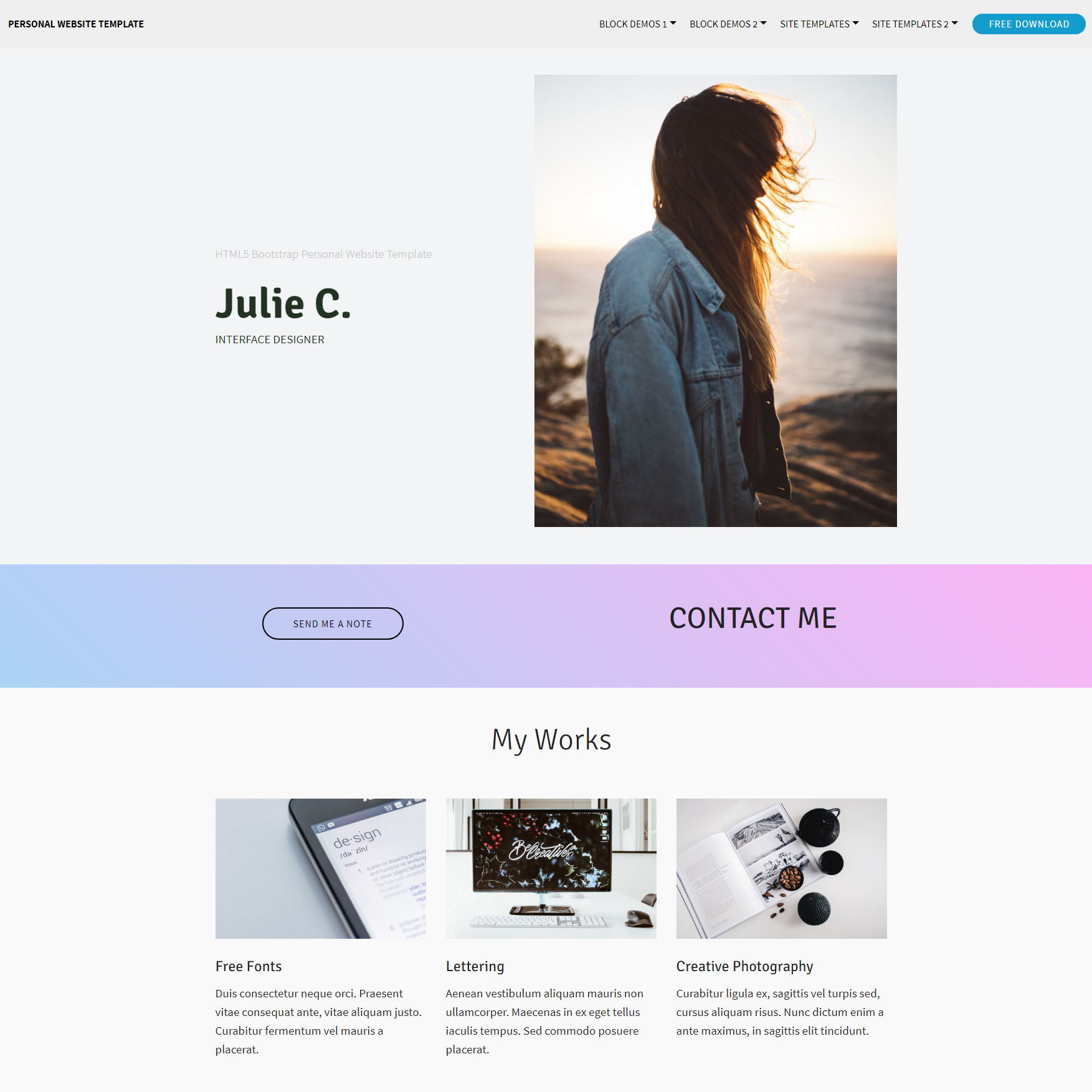 HTML5 Bootstrap Personal Website Templates